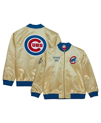 Men's Mitchell & Ness Gold Chicago Cubs Og 2.0 Lightweight Satin Full-Zip Jacket