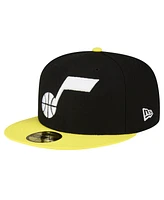 Men's New Era Black, Yellow Utah Jazz 2-Tone 59FIFTY Fitted Hat