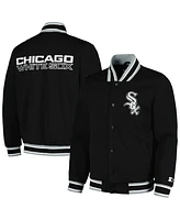 Men's Starter Black Chicago White Sox Secret Weapon Satin Full-Snap Jacket