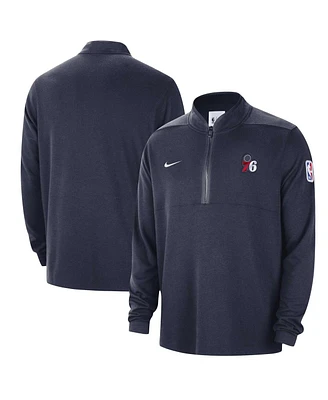 Men's Nike Navy Philadelphia 76ers Authentic Performance Half-Zip Jacket