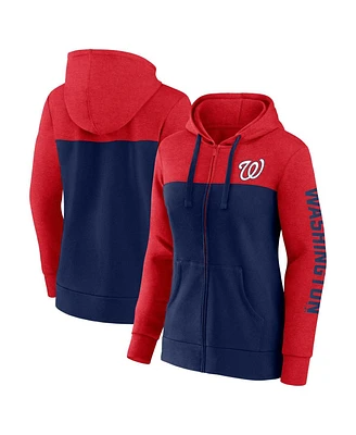 Women's Fanatics Red, Navy Washington Nationals City Ties Hoodie Full-Zip Sweatshirt