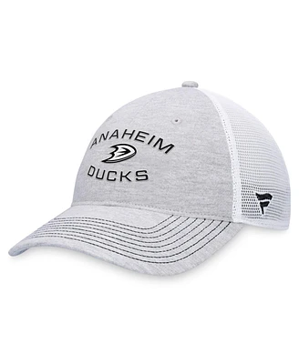 Men's Fanatics Heather Gray Distressed Anaheim Ducks Trucker Adjustable Hat