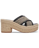 Dolce Vita Women's Eldora Crisscross Raffia Espadrille Platform Slide Sandals