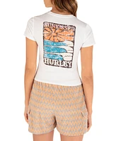 Hurley Juniors' Cropped Sun Kissed Logo Graphic T-Shirt
