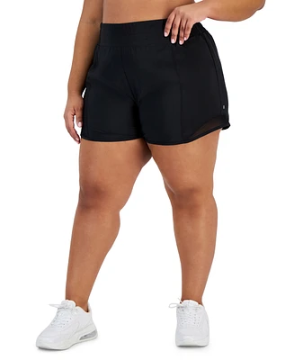 Id Ideology Plus Solid Elastic-Back Woven Running Shorts, Created for Macy's