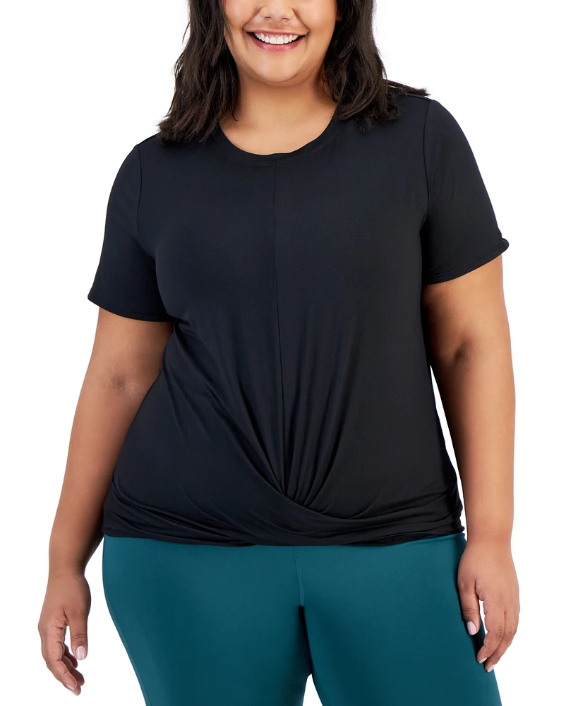 Id Ideology Plus Active Solid Twist-Front Top, Created for Macy's