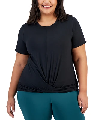 Id Ideology Plus Active Solid Twist-Front Top, Created for Macy's