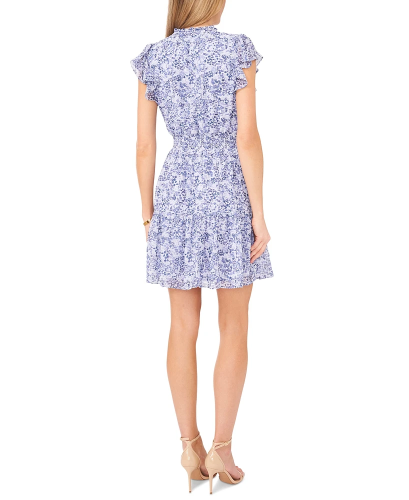 Msk Petite Printed Chiffon Fit & Flare Dress