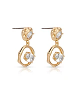 Ettika Organic Shape 18k Gold Plated Crystal Earrings