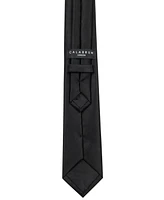 Calabrum Men's Slim Solid Black Clip-On Tie