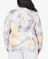 Alfred Dunner Plus Charleston Abstract Watercolor Jacket