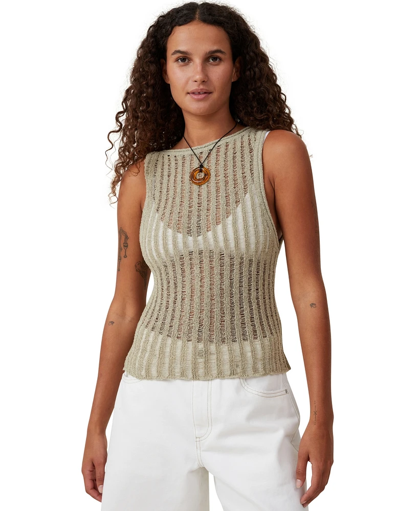 Cotton On Women's Ladder Knit Boatneck Tank Top