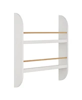 Danya B Steiner Rounded Contemporary 2-Tier Kids Book or Magazine Storage Wall-Mount Bookcase with Contrasting Wood-Toned Rods