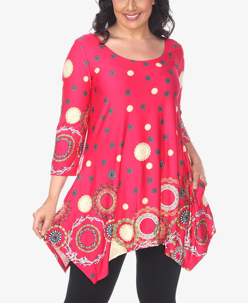 White Mark Plus Erie 3/4 Sleeve Tunic Top