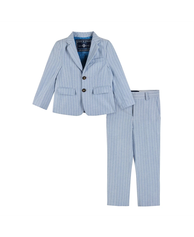 Andy & Evan Little Boys Toddler/Child Chambray Stripe Suit Set