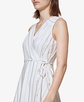 Calvin Klein Women's Striped Wrap Midi Dress