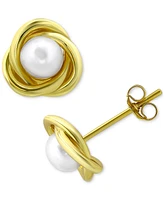 Giani Bernini Cultured Freshwater Pearl (5mm) Love Knot Stud Earrings, Created for Macy's