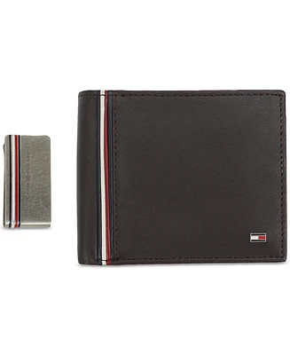 Tommy Hilfiger Men's Rfid Global Striped Passcase Wallet and Money Clip Set