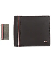 Tommy Hilfiger Men's Rfid Global Striped Passcase Wallet and Money Clip Set