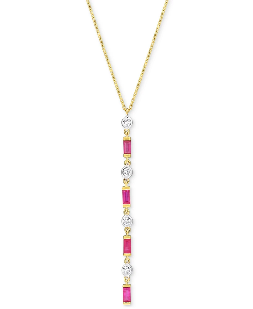 Ruby (5/8 ct. t.w.) & Diamond (1/5 ct. t.w.) Lariat Necklace in 10k Gold, 16-1/2" + 1" extender