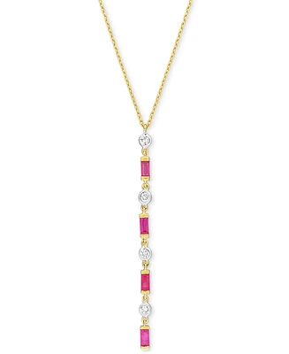 Ruby (5/8 ct. t.w.) & Diamond (1/5 ct. t.w.) Lariat Necklace in 10k Gold, 16-1/2" + 1" extender