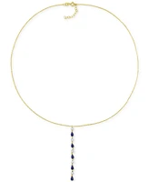 Sapphire (1-1/4 ct. t.w.) & Diamond (1/4 ct. t.w.) Lariat Necklace in 14k Gold, 16-1/2" + 1" extender