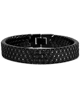 Esquire Men's Jewelry Cubic Zirconia Honeycomb Link Bracelet Stainless Steel (Also Black Ion-Plated Steel), Created for Macy's