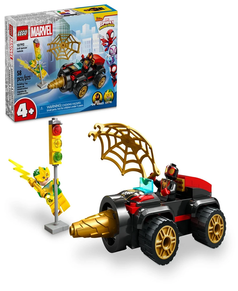 Lego Spidey Drill Spinner Vehicle 10792 Toy Building Set, 58 Pieces