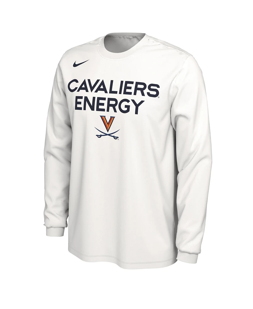 Men's Nike White Virginia Cavaliers 2024 On Court Bench Long Sleeve T-shirt