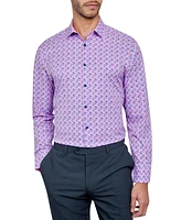 Men's Recycled Slim Fit Floral Performance Stretch Cooling Comfort Dress Shirt