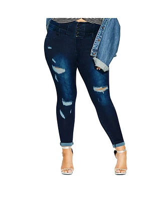 City Chic Women's Asha Rip Corset Skinny Jean