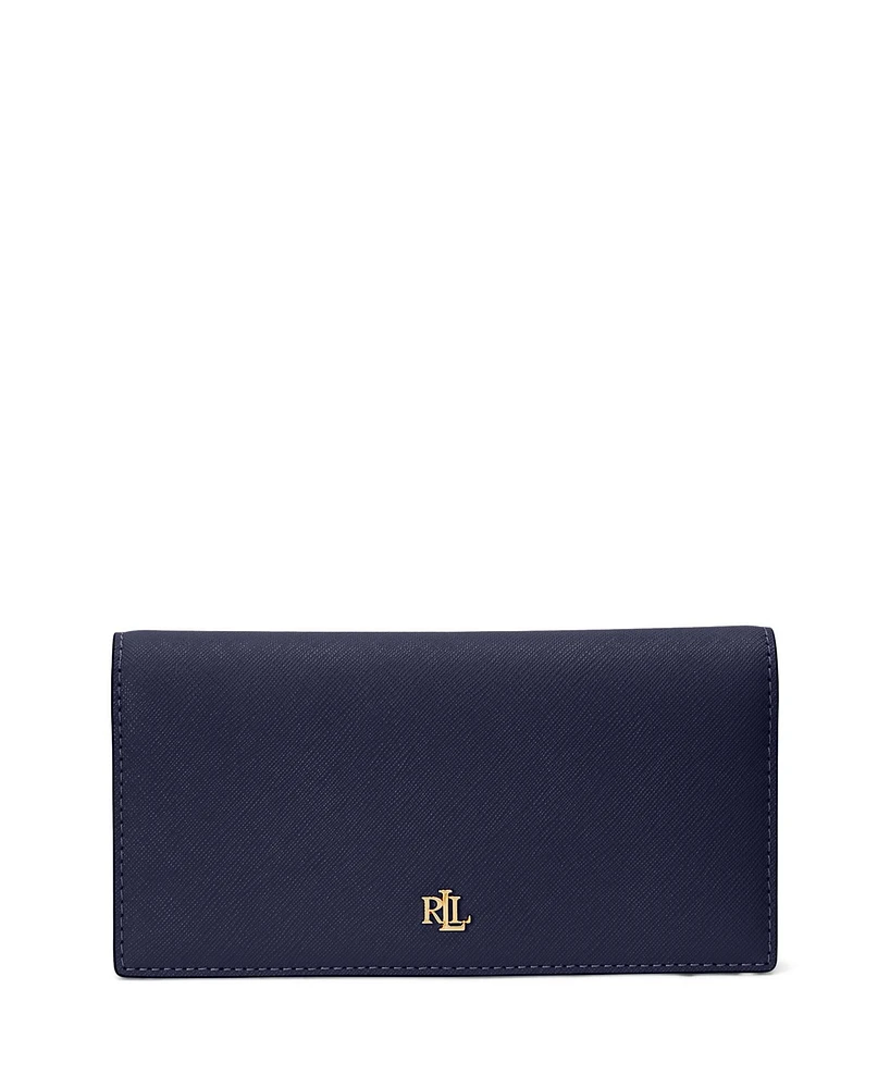 Lauren Ralph Crosshatch Leather Slim Snapped-Closure Wallet