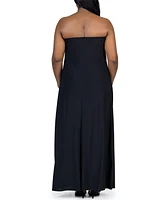 24seven Comfort Apparel Plus Strapless Maxi Dress with Pockets