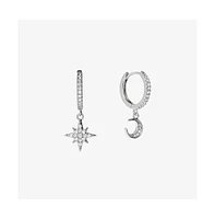 Ana Luisa Crescent Moon Huggie Hoops - Celeste Silver