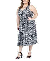 24seven Comfort Apparel Plus Midi Length Sleeveless Pocket Dress