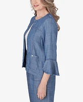 Alfred Dunner Women's Bayou Chambray 3/4 Sleeve Jacket