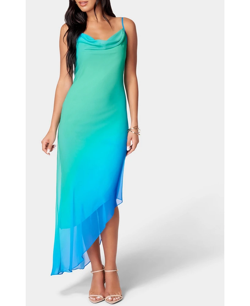 Bebe Women's Asymmetrical Ombre Dress