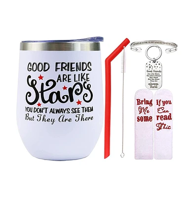 Birthday Gifts for Friends, Female Christmas Presents, Good Friends are Like Stars Tumbler, Friendship Mug, Best Friend and Female Friend Appreciation