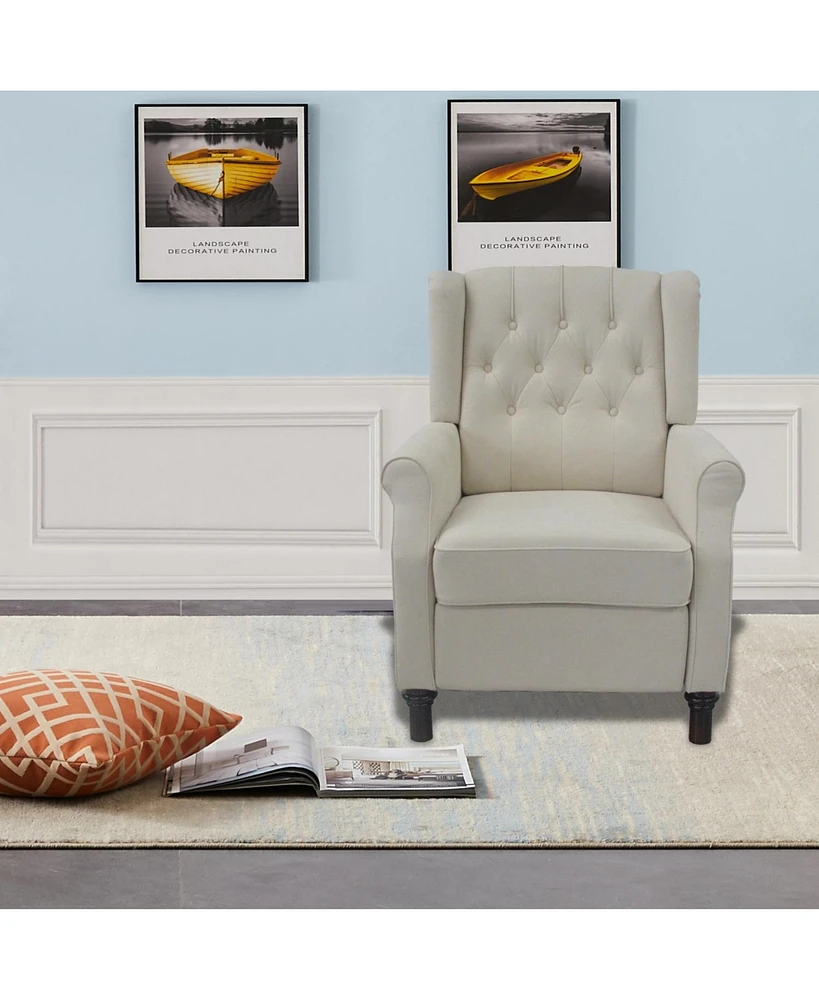 Simplie Fun Modern Fabric Recliner Sofa Living Room Home Theater Single Reclining Armchair