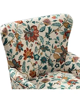 Hulala Home Lammey Comfy Floral Fabric Pattern Armchair with Wingback Design
