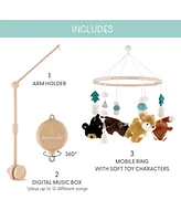 The Peanutshell Western Woods Baby Musical Wooden Crib Mobile