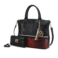 Mkf Collection Autumn Crocodile Skin Tote Bag with Wallet by Mia k.