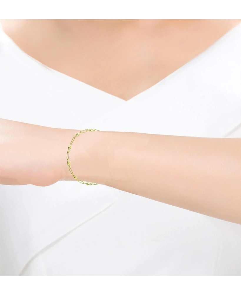 Sophisticated 14K Gold Plated Paperclip Link & Chain Bracelet