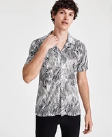 I.n.c. International Concepts Men's Max Zebra Stripe Short-Sleeve Camp Shirt, Created for Macy's