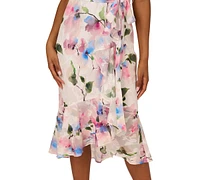 Adrianna Papell Women's Printed High-Low Ruffle Dress