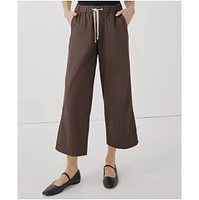 Cotton Classic Woven Twill Drawstring Crop Pant