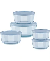 Pyrex Simply Store Tinted 10-Pc Round Storage Set with Plastic Lids