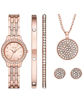 Folio Women's Three Hand Rose Gold-Tone Alloy Watch 27mm Gift Set - Rose Gold