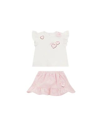 Guess Baby Girl Short Sleeve T-Shirt and Skirt