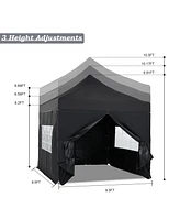 Aoodor 10 x Ft. Pop Up Canopy Tent with Church Windows Sidewalls, 3 Adjustable Heights, Fully Waterproof Portable Gazebo Shelter for Camping, Party